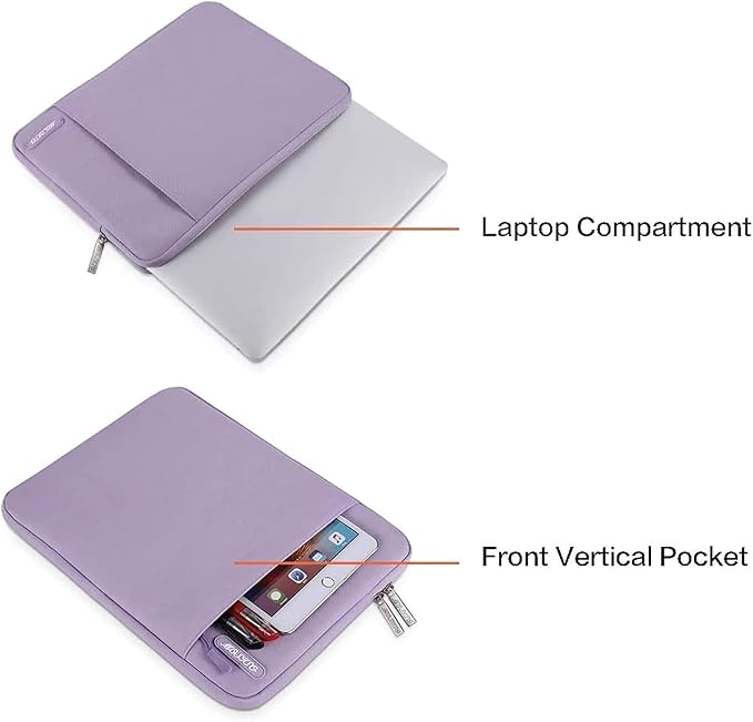 MOSISO Laptop Case 15 inch, 15 inch Laptop Sleeve Compatible with MacBook Air 15 M4 A3241 M3 A3114 M2 A2941 2025 2024 2023,Dell XPS 15,Polyester Vertical Computer Sleeve Bag with Pocket, Purple