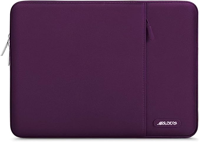 MOSISO Laptop Case 13.3 inch, 13-13.3 inch Laptop Sleeve Compatible with MacBook Air/Pro 13 / Pro 14, HP Dell ASUS Lenovo Notebook, Polyester Vertical Computer Sleeve Bag with Pocket, Magenta Purple