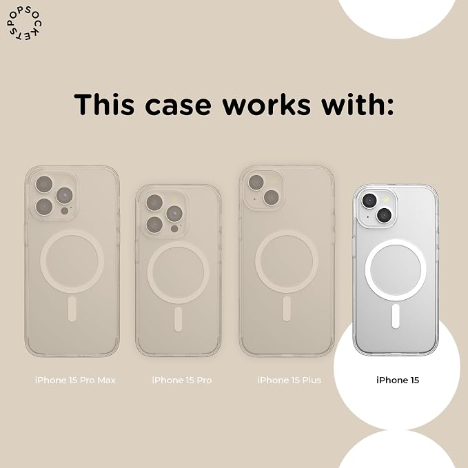 PopSockets iPhone 15 Phone Case with MagSafe, Wireless Charging Compatible, Disney - Boho Wildflowers Blue