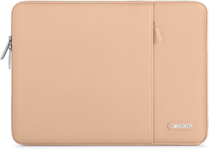 MOSISO Laptop Case 13.3 inch, 13-13.3 inch Laptop Sleeve Compatible with MacBook Air/Pro 13 / Pro 14, HP Dell ASUS Lenovo Notebook, Polyester Vertical Computer Sleeve Bag with Pocket, Peach Fuzz