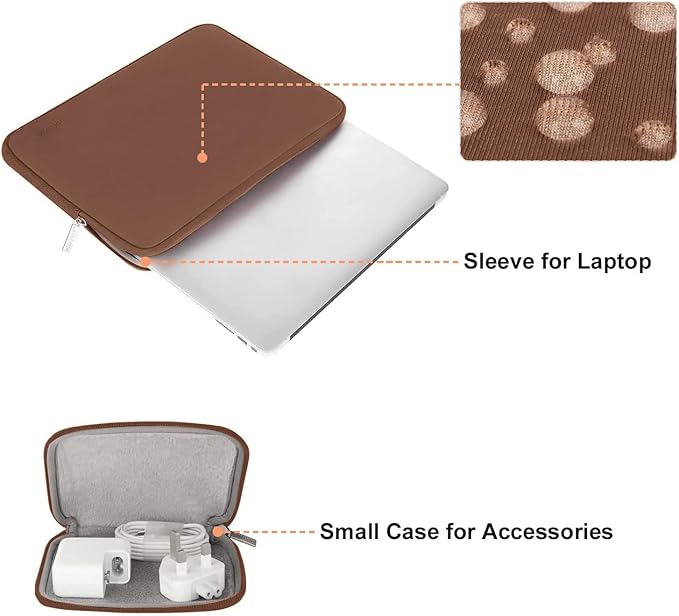 MOSISO Laptop Case 16 inch, 15-15.6 inch Laptop Sleeve Bag Compatible with MacBook Pro 16 inch, HP, Acer, Dell, Lenovo, ASUS Notebook, Neoprene Computer Sleeve Bag with Small Case, Caramel Brown