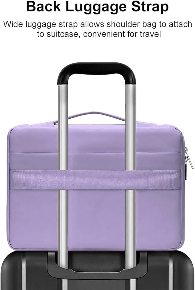 MOSISO 360 Protective Laptop Case 13.3 inch, 13-13.3 inch Laptop Sleeve Compatible with MacBook Air/Pro 13 / Pro 14, HP Dell ASUS Lenovo, Side Open Bag with 2 Raised&1 Flapover Pockets, Purple