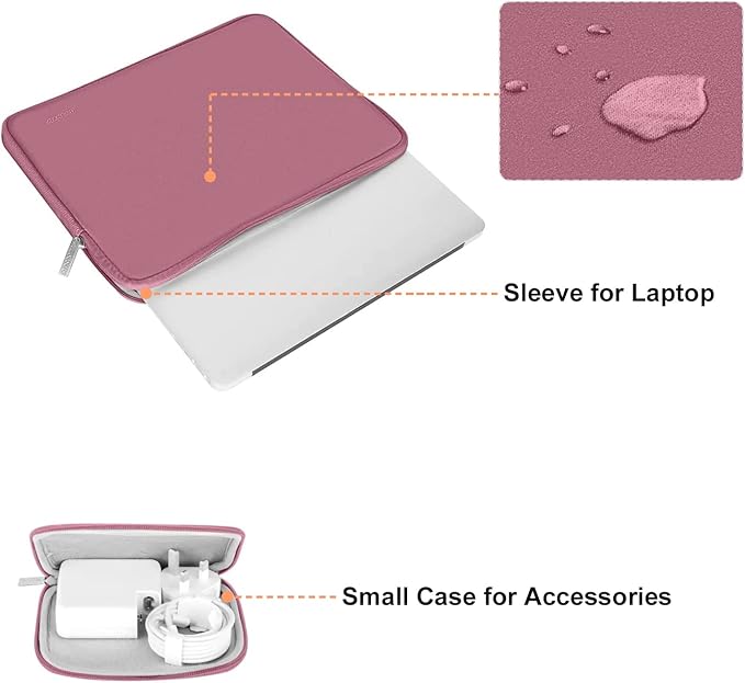 MOSISO Laptop Case 16 inch, 15-15.6 inch Laptop Sleeve Bag Compatible with MacBook Pro 16 inch, HP, Acer, Dell, Lenovo, ASUS Notebook, Neoprene Computer Sleeve Bag with Small Case, Dusty Rose