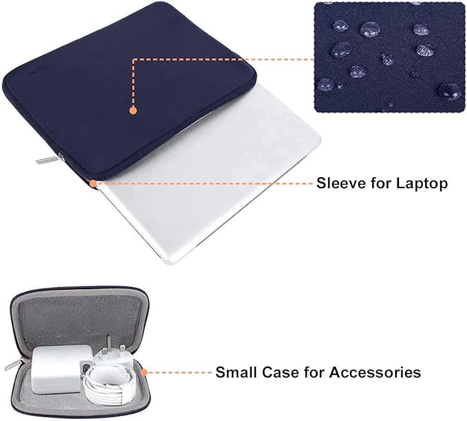 MOSISO Laptop Case 13 inch, 13 inch Laptop Sleeve Bag Compatible with MacBook Air 13 M4 M3 M2 M1 2025-2018 / Pro 13 M2 M1 2025-2016, Neoprene Computer Sleeve Bag with Small Case, Navy Blue
