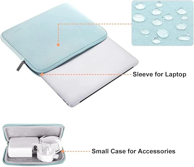 MOSISO Laptop Case 13 inch, 13 inch Laptop Sleeve Bag Compatible with MacBook Air 13 M4 M3 M2 M1 2025-2018 / Pro 13 M2 M1 2025-2016, Neoprene Computer Sleeve Bag with Small Case, Mint Green