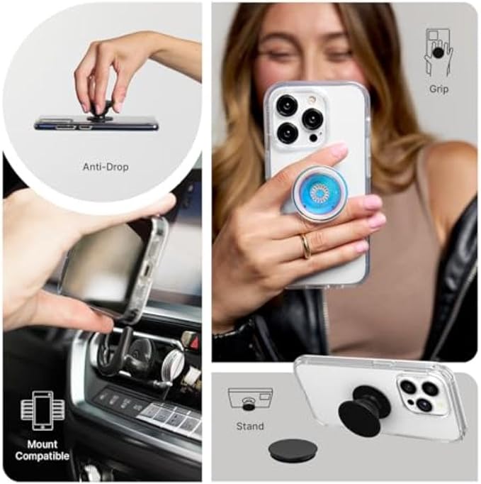 PopSockets iPhone 16 Pro Phone Case with MagSafe- Sweet Heart Blue | Magnetic, Wireless Charging, Camera & Drop Protection, Blue, Phone, Women