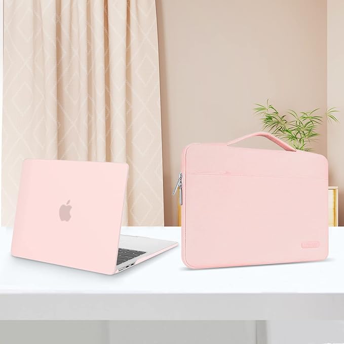 MOSISO Compatible with MacBook Air 13 inch Case 2025 2024 2023 2022 M4 A3240 M3 A3113 M2 A2681, Hard Shell&Sleeve Bag&Keyboard Skin&Webcam Cover&Screen Film for MacBook Air 13.6 inch, Chalk Pink