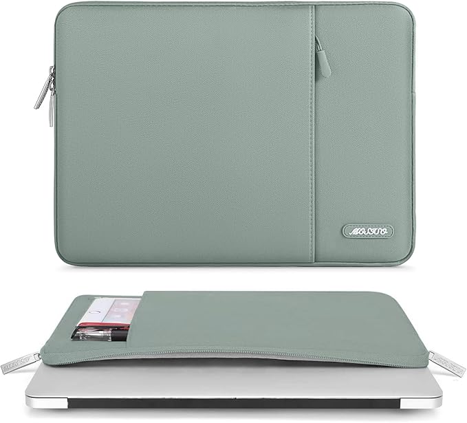 MOSISO Laptop Case 13 inch, 13 inch Laptop Sleeve Compatible with MacBook Air M4 M3 M2 M1 2025-2018 / Pro M2 M1 2025-2016, Polyester Vertical Computer Sleeve Bag with Pocket, Antique Green