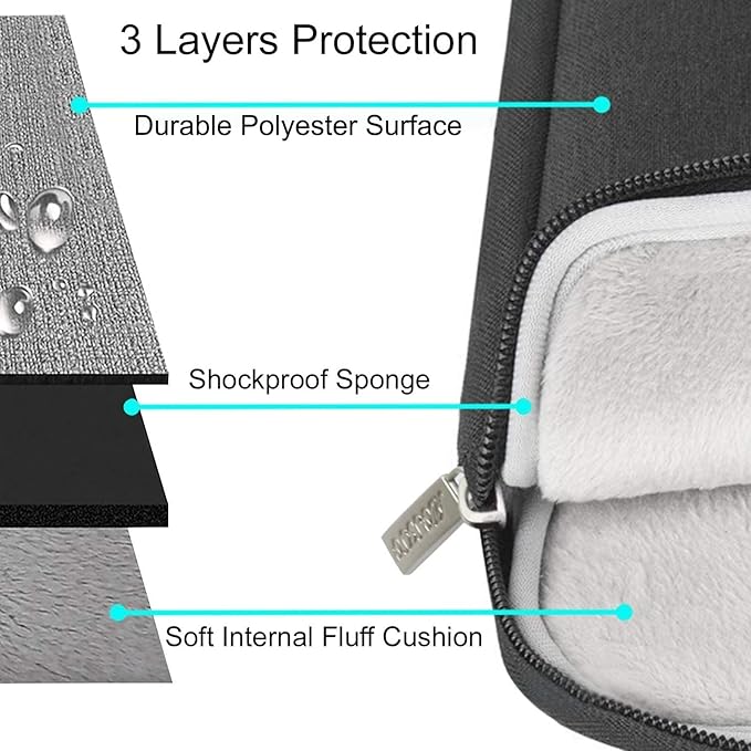MOSISO Laptop Case 13.3 inch, 13-13.3 inch Laptop Sleeve Compatible with MacBook Air/Pro 13 / Pro 14, HP Dell ASUS Lenovo Notebook, Polyester Vertical Computer Sleeve Bag with Pocket, Black