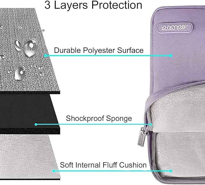 MOSISO Laptop Case 16 inch, 15-15.6 inch Laptop Sleeve Compatible with MacBook Pro 16 M4 M3 M2 M1, HP Acer Dell Lenovo ASUS Notebook, Polyester Vertical Computer Sleeve Bag with Pocket, Purple