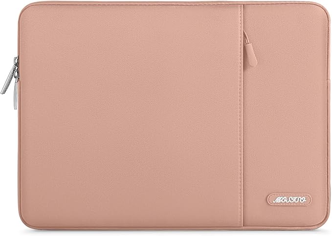 MOSISO Laptop Case 15 inch, 15 inch Laptop Sleeve Compatible with MacBook Air 15 M4 A3241 M3 A3114 M2 A2941 2025 2024 2023,Dell XPS 15,Polyester Vertical Computer Sleeve Bag with Pocket, Salmon Pink