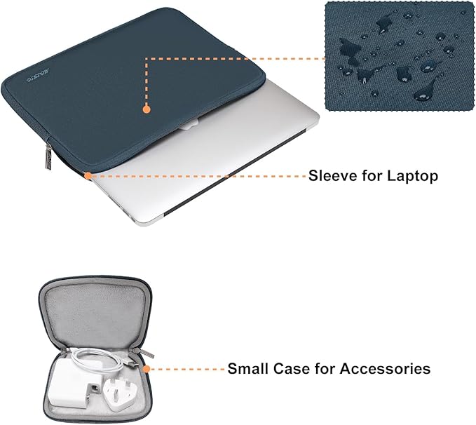MOSISO Laptop Case 15 inch, 15 inch Laptop Sleeve Bag Compatible with MacBook Air 15 M4 A3241 M3 A3114 M2 A2941 2025 2024 2023, Dell XPS 15, Neoprene Computer Sleeve Bag with Small Case, Haze Blue