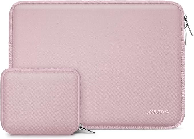 MOSISO Laptop Case 13.3 inch, 13-13.3 inch Laptop Sleeve Bag Compatible with MacBook Air/Pro 13 / Pro 14, HP Dell ASUS Lenovo Notebook, Neoprene Computer Sleeve Bag with Small Case, Baby Pink