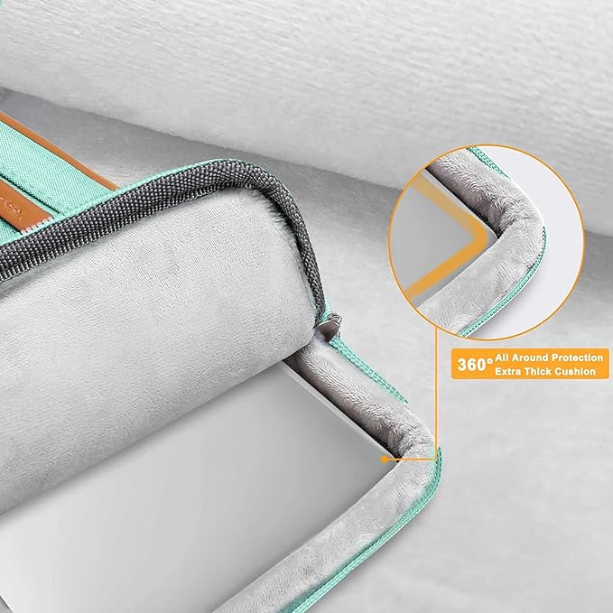 MOSISO 360 Protective Laptop Case 15 inch, 15 inch Laptop Sleeve Compatible with MacBook Air M4 M3 M2 2025 2024 2023, Dell XPS Plus, Side Open Carrying Case with 4 Zipper Pockets&Handle, Aqua Green