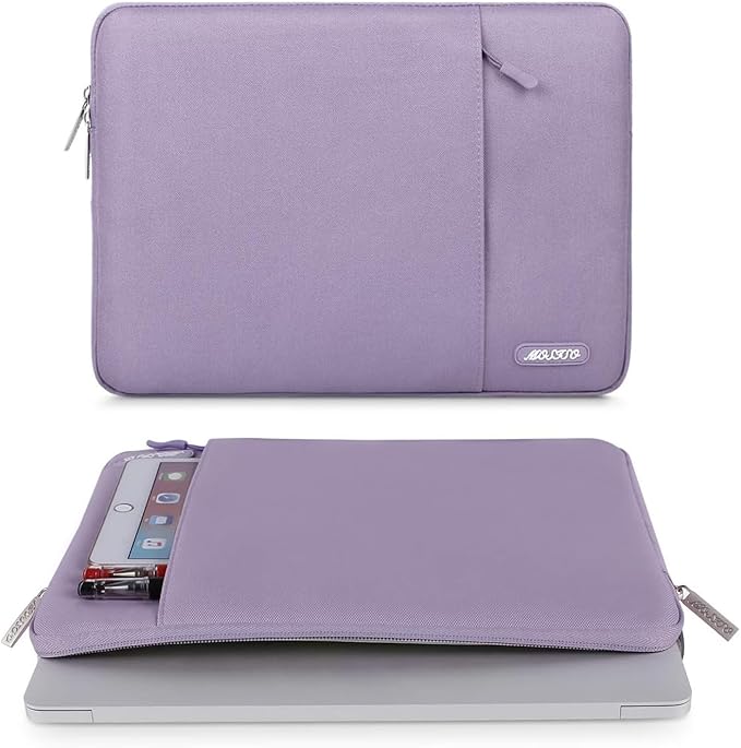 MOSISO Laptop Case 15 inch, 15 inch Laptop Sleeve Compatible with MacBook Air 15 M4 A3241 M3 A3114 M2 A2941 2025 2024 2023,Dell XPS 15,Polyester Vertical Computer Sleeve Bag with Pocket, Purple
