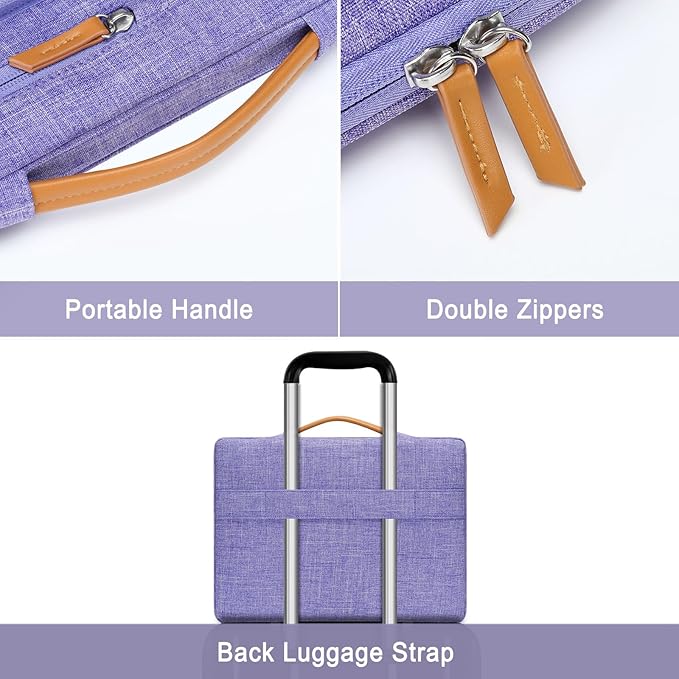MOSISO 360 Protective Laptop Case 15 inch, 15 inch Laptop Sleeve Compatible with MacBook Air M4 M3 M2 2025 2024 2023, Dell XPS Plus, Side Open Carrying Case with 4 Zipper Pockets&Handle, Purple