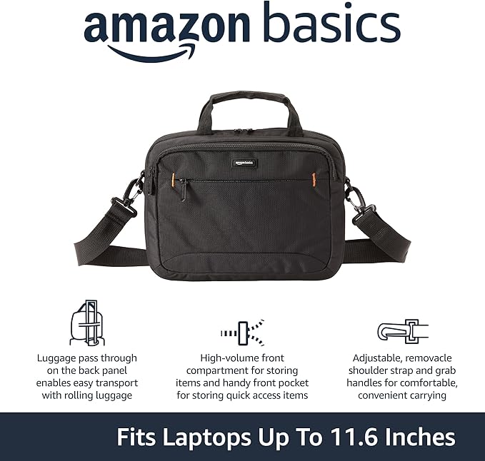Amazon Basics Laptop Carrying Case Shoulder Strap, 1-pack, 11.6 inch, Black