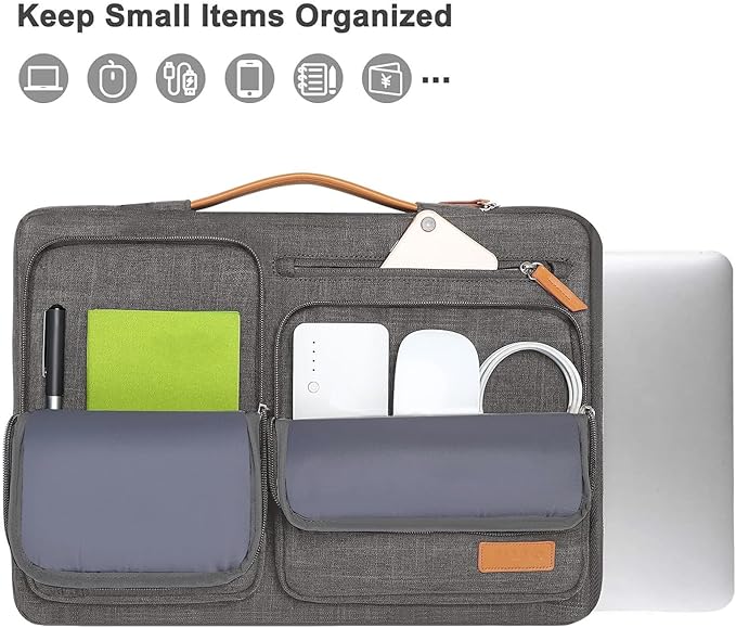 MOSISO 360 Protective Laptop Case 13.3 inch, 13-13.3 inch Laptop Sleeve Compatible with MacBook Air/Pro 13 / Pro 14,HP Dell Acer ASUS,Side Open Carrying Case with 4 Zipper Pockets&Handle, Taupe Gray