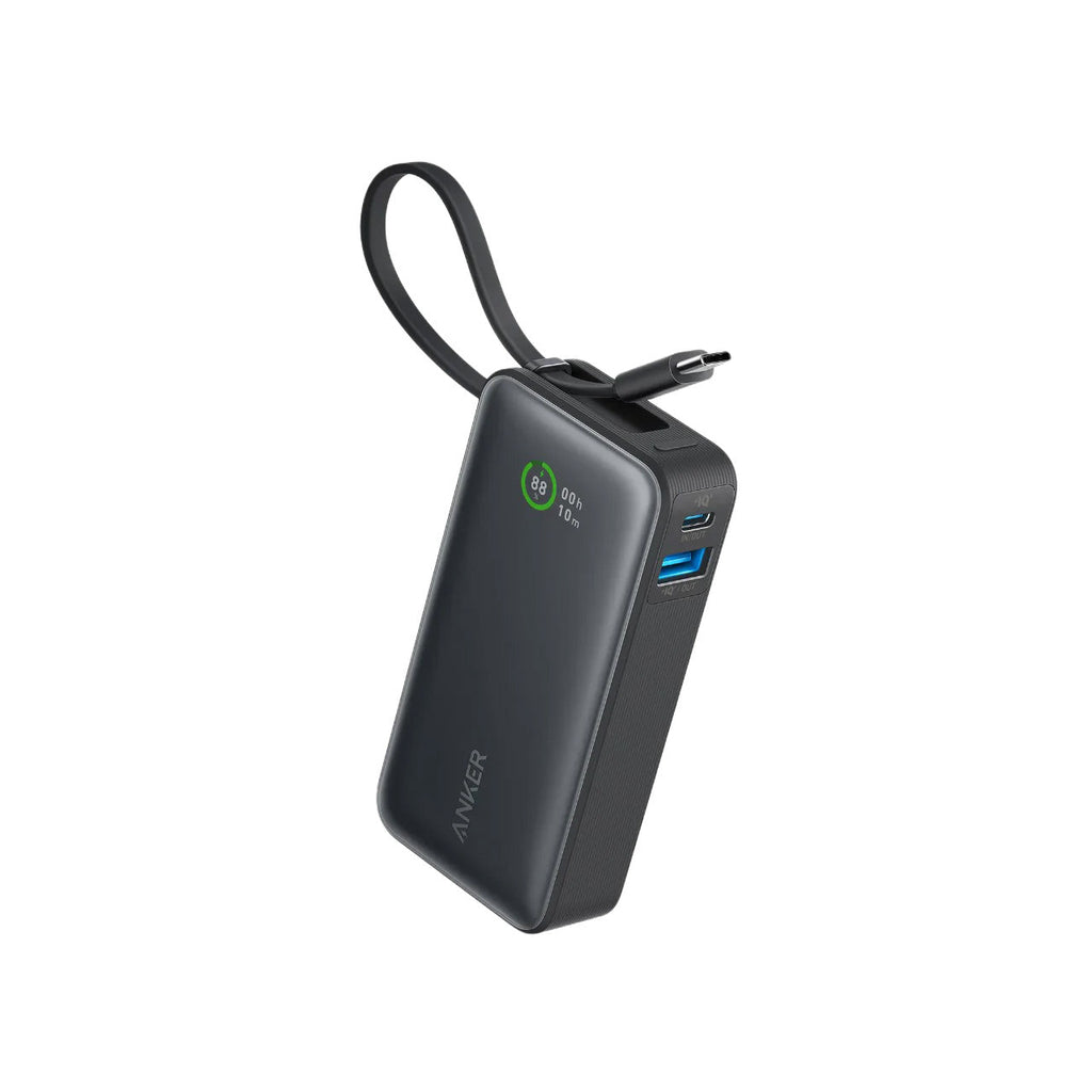 Anker Nano 10K mAh 30W Power Bank W/ Built-In USB-C Cable - Black